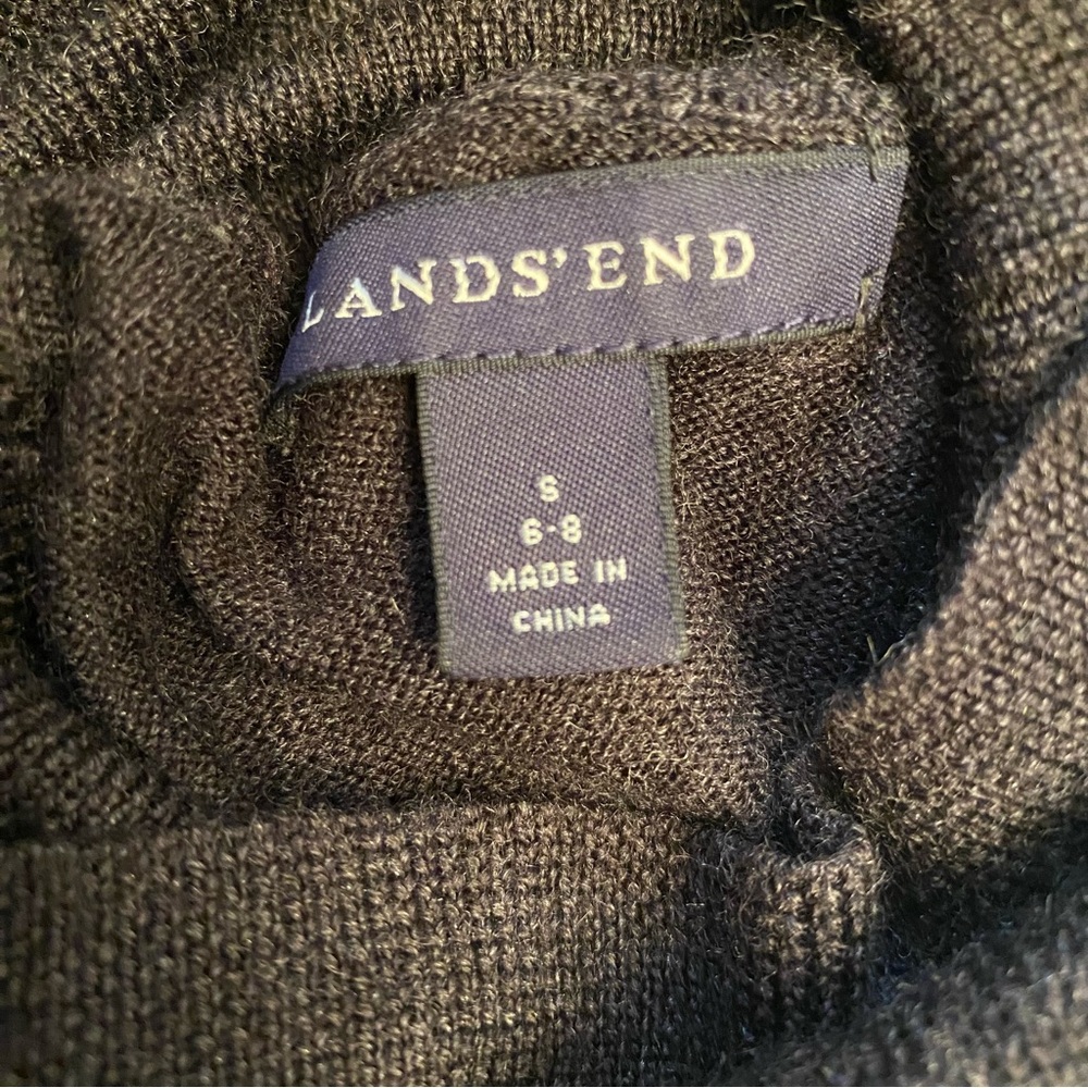 LANDS’ END SWEATER TURTLENECK DARK GRAY LONG SLEEVE WOOL BLEND SIZE S 6-8 - Picture 9 of 10